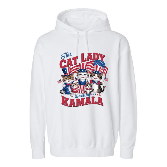 This Cat Lady Voting For Kamala Harris 2024 1st Female President Garment-Dyed Fleece Hoodie