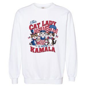 This Cat Lady Voting For Kamala Harris 2024 1st Female President Garment-Dyed Sweatshirt