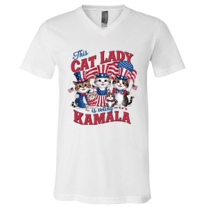 This Cat Lady Voting For Kamala Harris 2024 1st Female President V-Neck T-Shirt