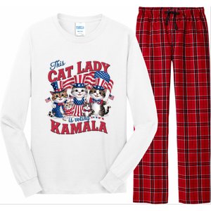 This Cat Lady Voting For Kamala Harris 2024 1st Female President Long Sleeve Pajama Set