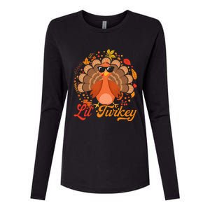 Thanksgiving  Cute Lil Turkey Thanksgiving Womens Cotton Relaxed Long Sleeve T-Shirt