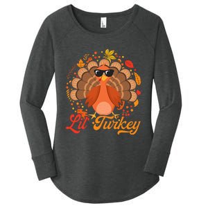 Thanksgiving  Cute Lil Turkey Thanksgiving Women's Perfect Tri Tunic Long Sleeve Shirt