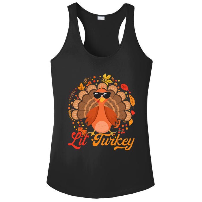 Thanksgiving  Cute Lil Turkey Thanksgiving Ladies PosiCharge Competitor Racerback Tank