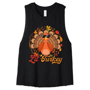 Thanksgiving  Cute Lil Turkey Thanksgiving Women's Racerback Cropped Tank