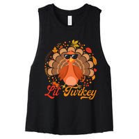 Thanksgiving  Cute Lil Turkey Thanksgiving Women's Racerback Cropped Tank