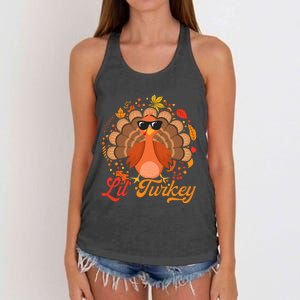 Thanksgiving  Cute Lil Turkey Thanksgiving Women's Knotted Racerback Tank