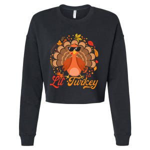 Thanksgiving  Cute Lil Turkey Thanksgiving Cropped Pullover Crew