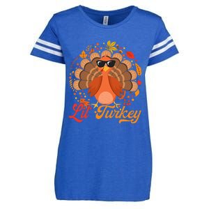 Thanksgiving  Cute Lil Turkey Thanksgiving Enza Ladies Jersey Football T-Shirt