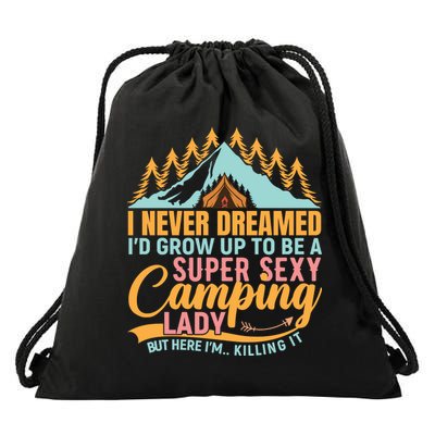 Typography Camping Lover T Drawstring Bag