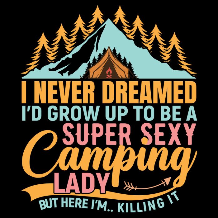 Typography Camping Lover T Drawstring Bag