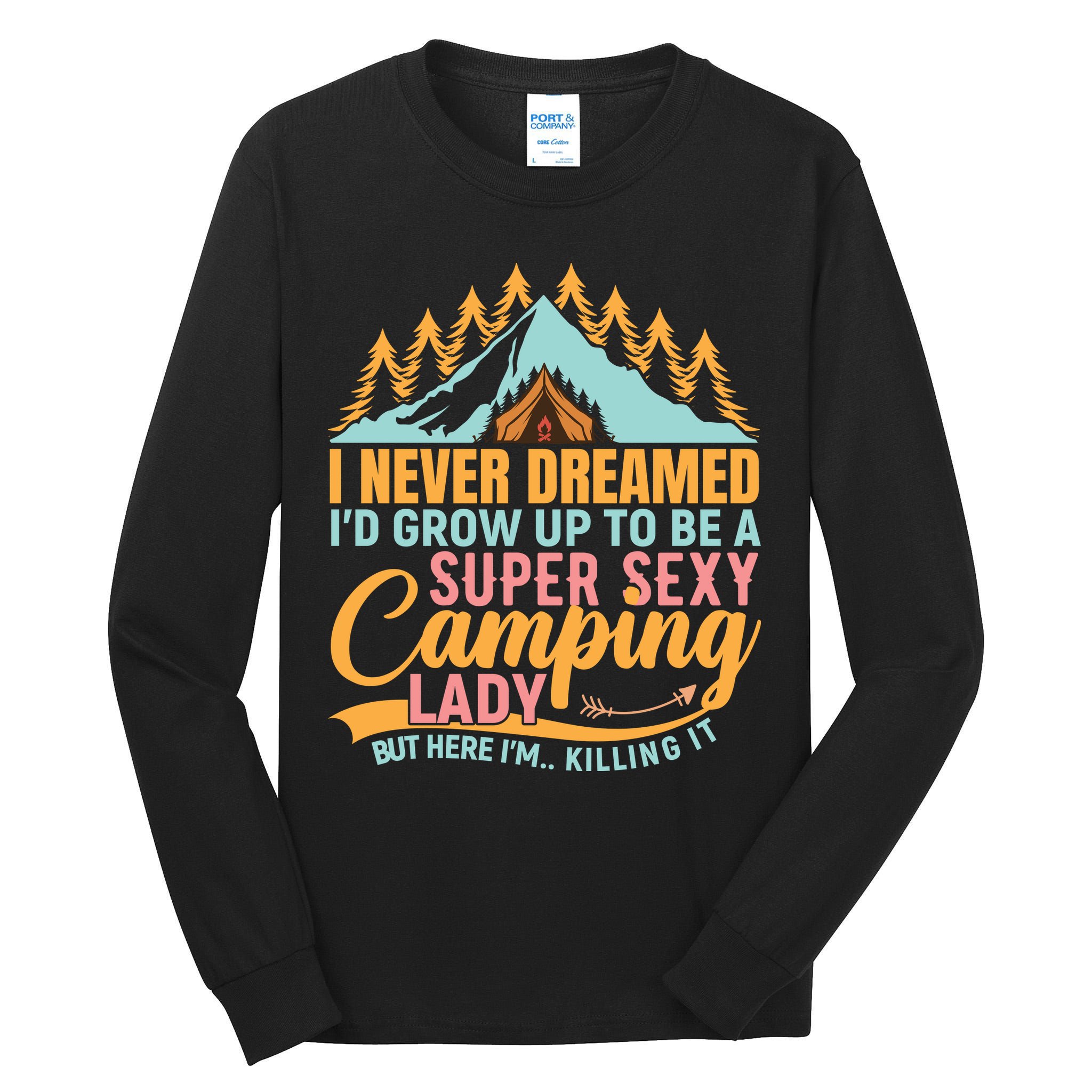 Typography Camping Lover T Tall Long Sleeve T-Shirt