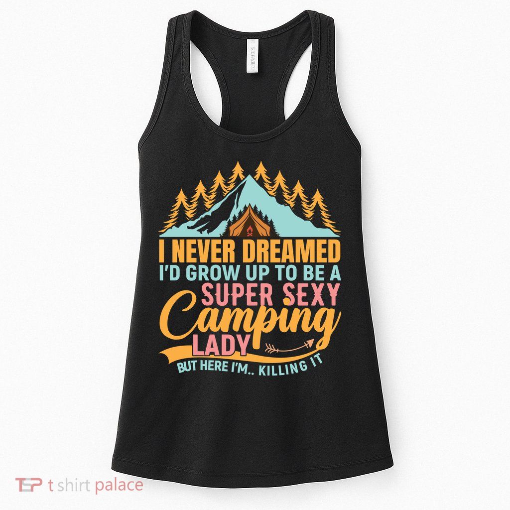 Typography Camping Lover T Womens Tank Top