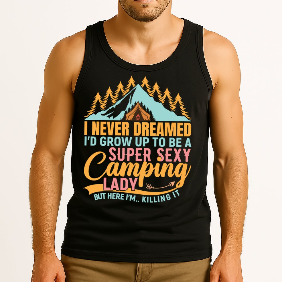 Typography Camping Lover T Tank Top
