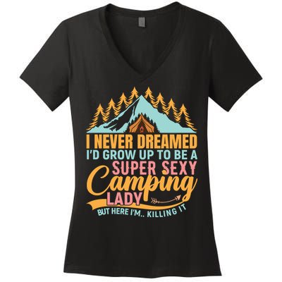 Typography Camping Lover T Women's V-Neck T-Shirt