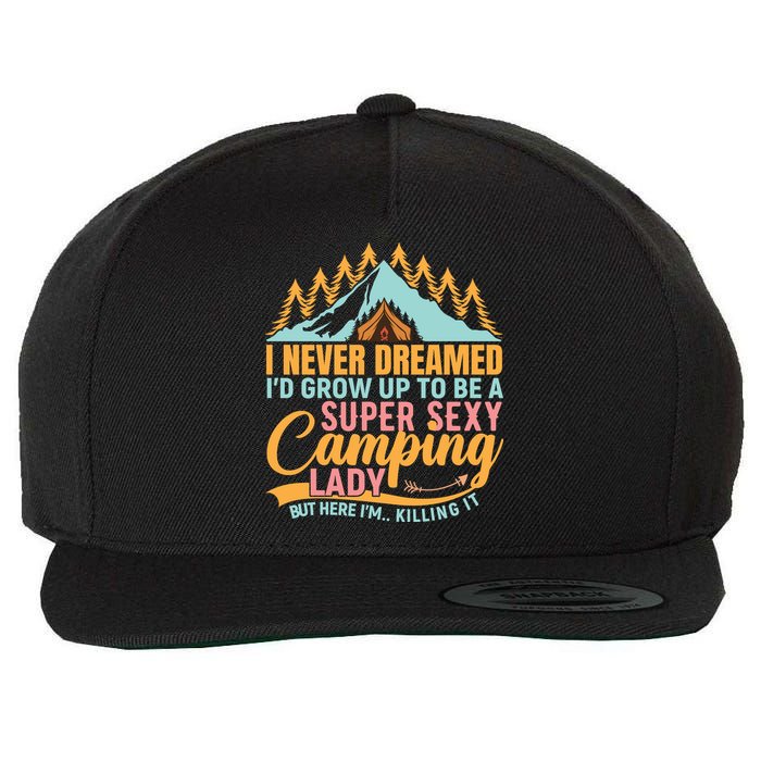 Typography Camping Lover T Wool Snapback Cap