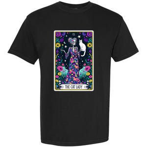 The Cat Lady Tarot Card Halloween Skeleton Skul Occult Magic Garment-Dyed Heavyweight T-Shirt