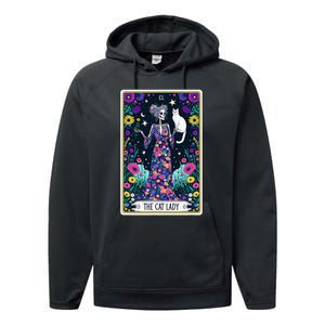 The Cat Lady Tarot Card Halloween Skeleton Skul Occult Magic Performance Fleece Hoodie