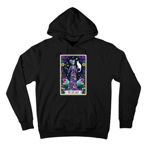 The Cat Lady Tarot Card Halloween Skeleton Skul Occult Magic Hoodie