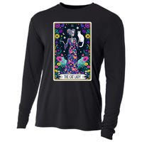 The Cat Lady Tarot Card Halloween Skeleton Skul Occult Magic Cooling Performance Long Sleeve Crew