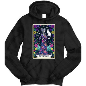 The Cat Lady Tarot Card Halloween Skeleton Skul Occult Magic Tie Dye Hoodie