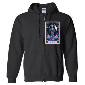 The Cat Lady Tarot Card Halloween Skeleton Skul Occult Magic Full Zip Hoodie