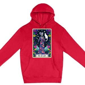 The Cat Lady Tarot Card Halloween Skeleton Skul Occult Magic Premium Pullover Hoodie