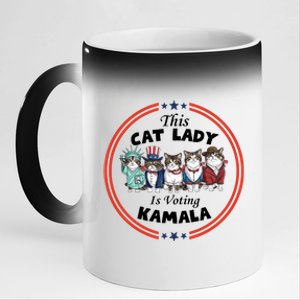 This Cat Lady Voting For Kamala Harris 2024 1st Female President 11oz Black Color Changing Mug