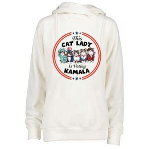 This Cat Lady Voting For Kamala Harris 2024 1st Female President Womens Funnel Neck Pullover Hood