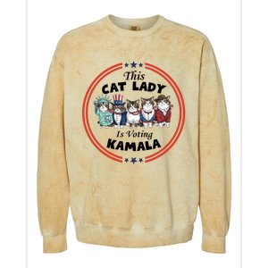 This Cat Lady Voting For Kamala Harris 2024 1st Female President Colorblast Crewneck Sweatshirt