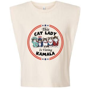 This Cat Lady Voting For Kamala Harris 2024 1st Female President Garment-Dyed Women's Muscle Tee