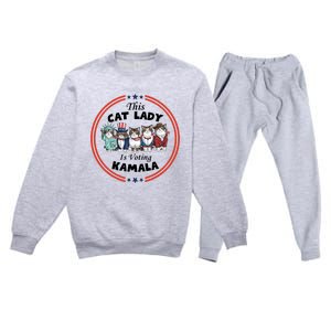 This Cat Lady Voting For Kamala Harris 2024 1st Female President Premium Crewneck Sweatsuit Set