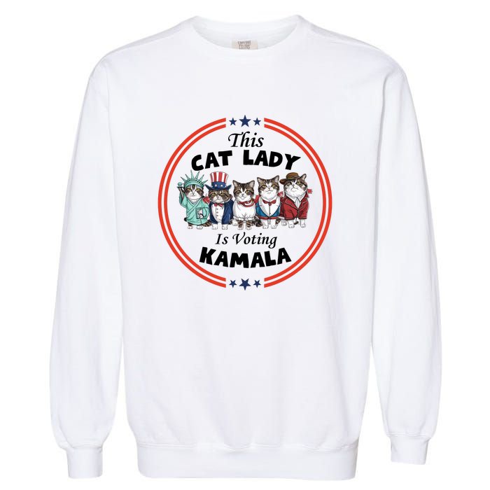 This Cat Lady Voting For Kamala Harris 2024 1st Female President Garment-Dyed Sweatshirt