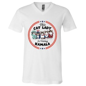 This Cat Lady Voting For Kamala Harris 2024 1st Female President V-Neck T-Shirt