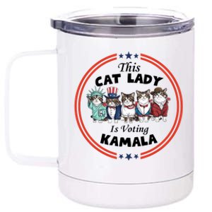 This Cat Lady Voting For Kamala Harris 2024 1st Female President 12 oz Stainless Steel Tumbler Cup