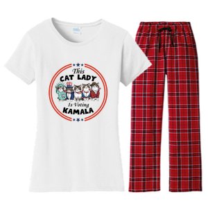 This Cat Lady Voting For Kamala Harris 2024 1st Female President Women's Flannel Pajama Set