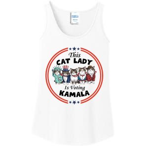 This Cat Lady Voting For Kamala Harris 2024 1st Female President Ladies Essential Tank