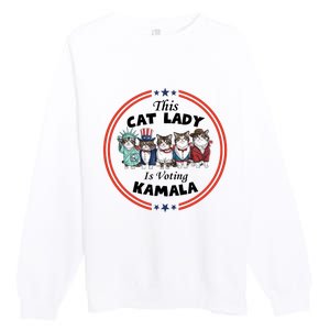 This Cat Lady Voting For Kamala Harris 2024 1st Female President Premium Crewneck Sweatshirt