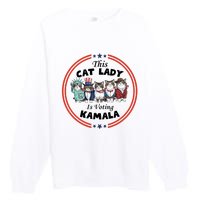 This Cat Lady Voting For Kamala Harris 2024 1st Female President Premium Crewneck Sweatshirt