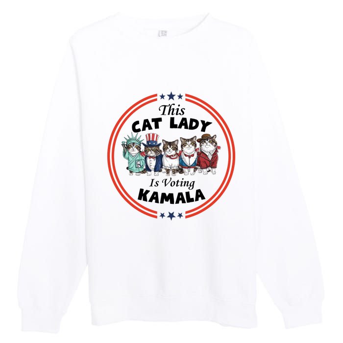 This Cat Lady Voting For Kamala Harris 2024 1st Female President Premium Crewneck Sweatshirt