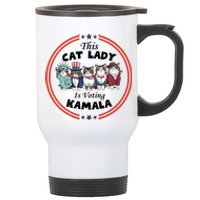 This Cat Lady Voting For Kamala Harris 2024 1st Female President Stainless Steel Travel Mug