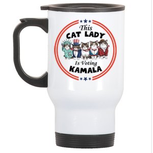 This Cat Lady Voting For Kamala Harris 2024 1st Female President Stainless Steel Travel Mug