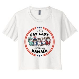 This Cat Lady Voting For Kamala Harris 2024 1st Female President Women's Crop Top Tee