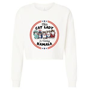 This Cat Lady Voting For Kamala Harris 2024 1st Female President Cropped Pullover Crew