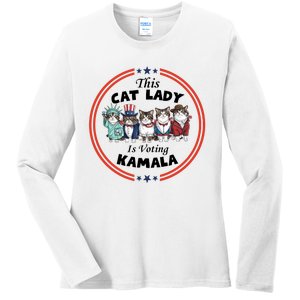 This Cat Lady Voting For Kamala Harris 2024 1st Female President Ladies Long Sleeve Shirt