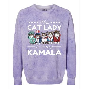 This Cat Lady Voting For Kamala Harris 2024 1st Female President Colorblast Crewneck Sweatshirt