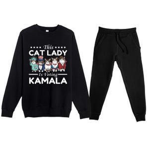 This Cat Lady Voting For Kamala Harris 2024 1st Female President Premium Crewneck Sweatsuit Set