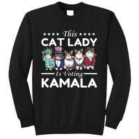 This Cat Lady Voting For Kamala Harris 2024 1st Female President Tall Sweatshirt