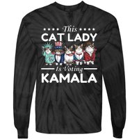 This Cat Lady Voting For Kamala Harris 2024 1st Female President Tie-Dye Long Sleeve Shirt