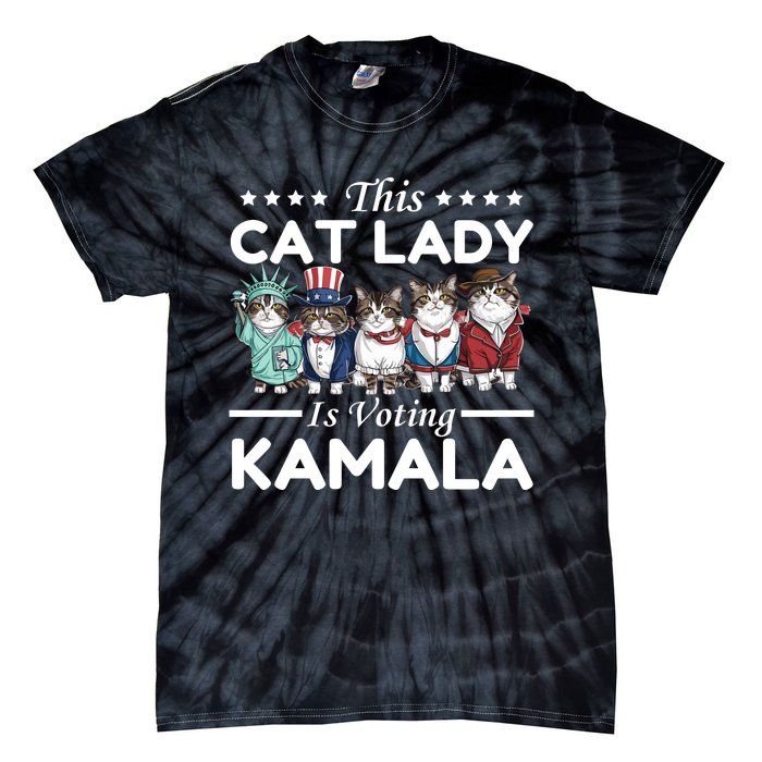 This Cat Lady Voting For Kamala Harris 2024 1st Female President Tie-Dye T-Shirt