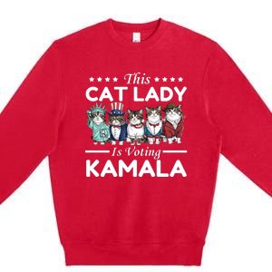 This Cat Lady Voting For Kamala Harris 2024 1st Female President Premium Crewneck Sweatshirt